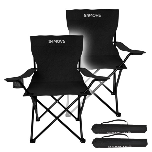 24MOVE® Campingstuhl Klappstuhl schwarz 2er Set