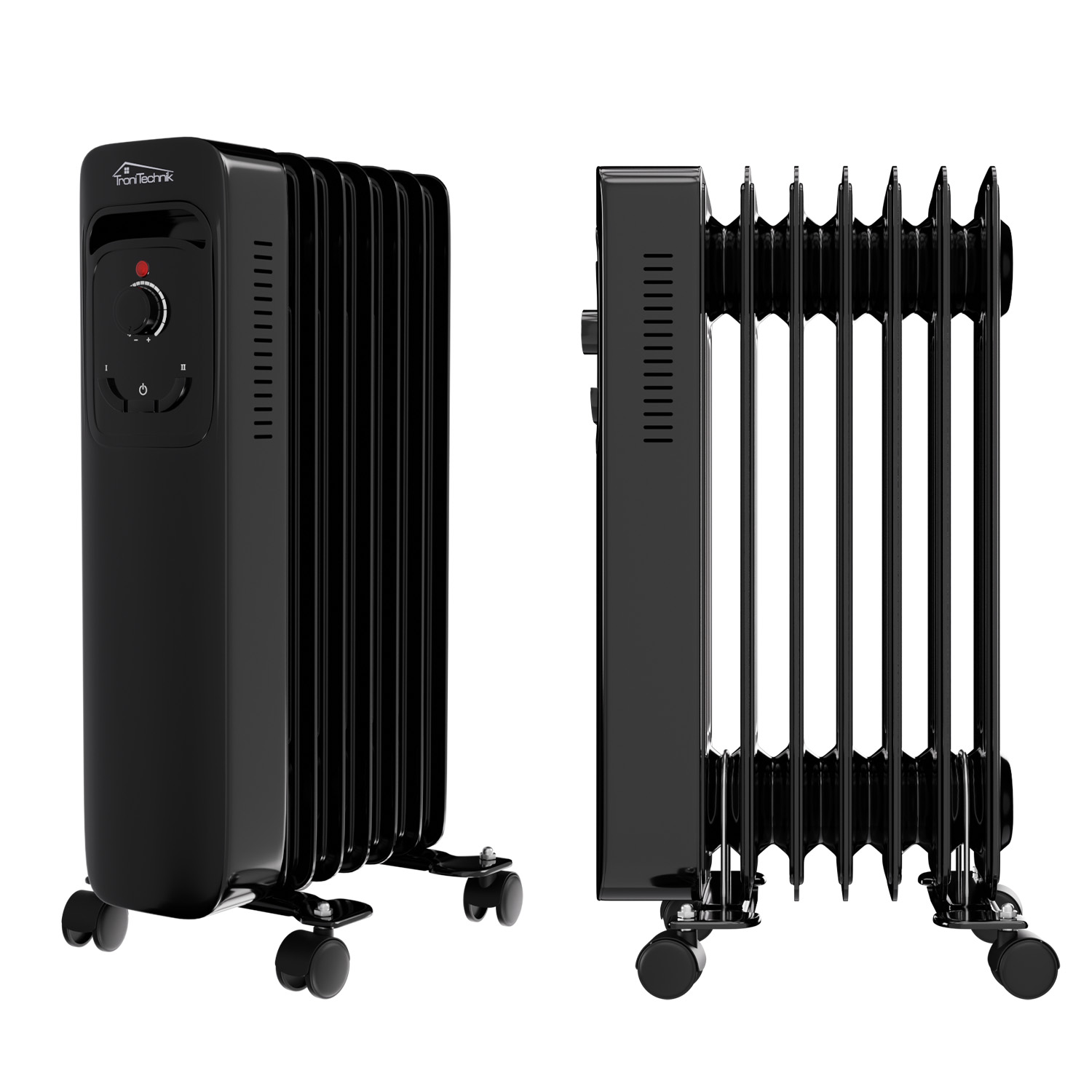 Ölradiator, Elektroheizung TT-OR 207 in schwarz mit 7 Rippen und 1500 Watt, drei Heizstufen (600W, 900W, 1500W) 3 894 oelradiator TT OR 207 schwarz 1