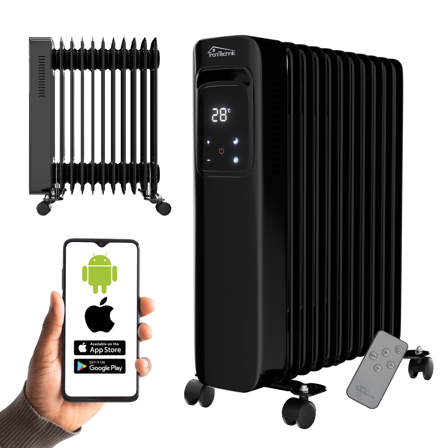 Ölradiator, Elektroheizung TT-OR 311 in schwarz mit 11 Rippen und 2500 Watt, drei Heizstufen, mit WiFi 2 900 oelradiator TT OR 311 schwarz 1