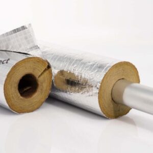 Mineralwolle Rohrisolierung 1,2m Isolierschale 50 mm Dämmdicke | Isover Ultimate Alu2 Profi Qualität | selbstklebende Überlappung | GEG
