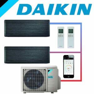 SET DAIKIN STYLISH mit 2 Wandgeräten 2,0 kW Blackwood und...