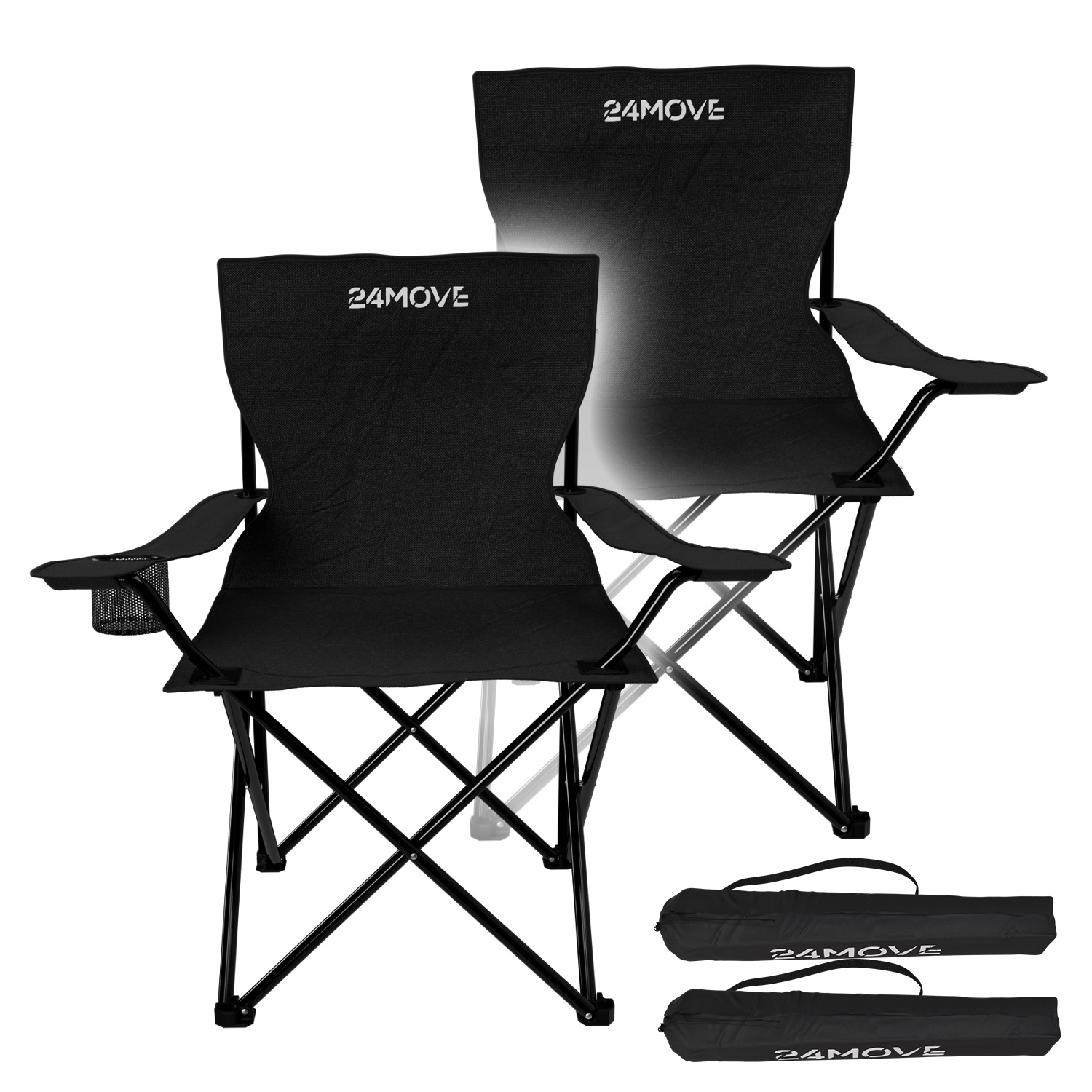 978 24MOVE Campingstuhl Klappstuhl schwarz 2er Set