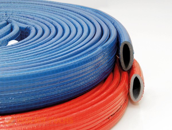 Rohrisolierung PE 10m mit Schutzhaut | 6mm Isolierstärke | rot / blau 1 Rohrisolierung PE 10m mit Schutzhaut | 6mm Isolierstärke | rot / blau