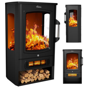 TroniTechnik Elektrokamin mit Heizung Heizlüfter 1000/2000 W elektrisch LED-Flammeneffekt