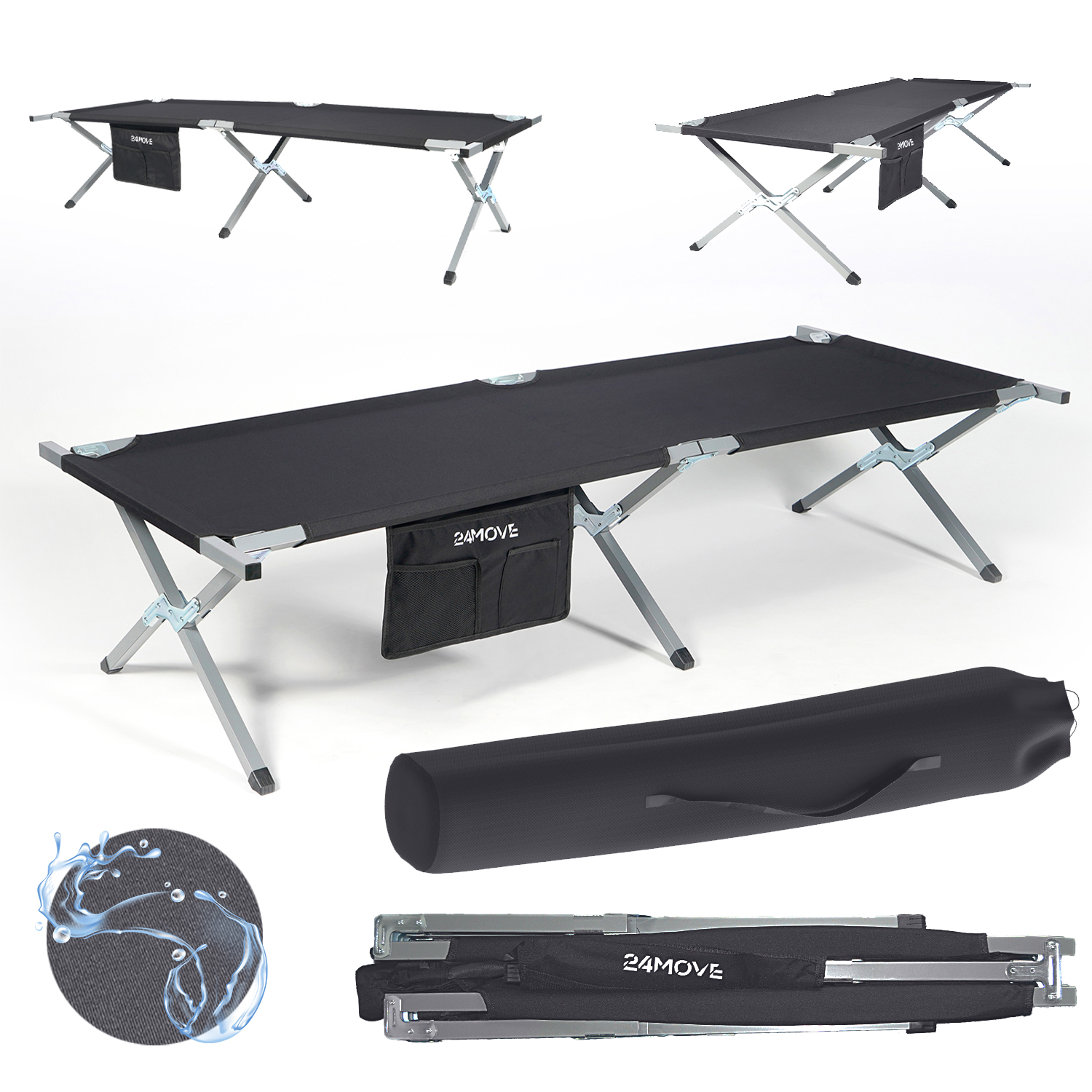 24MOVE® Feldbett Campingbett Klappbett Campingliege klappbar RIO 210 1 24MOVE® Feldbett Campingbett Klappbett Campingliege klappbar RIO 210