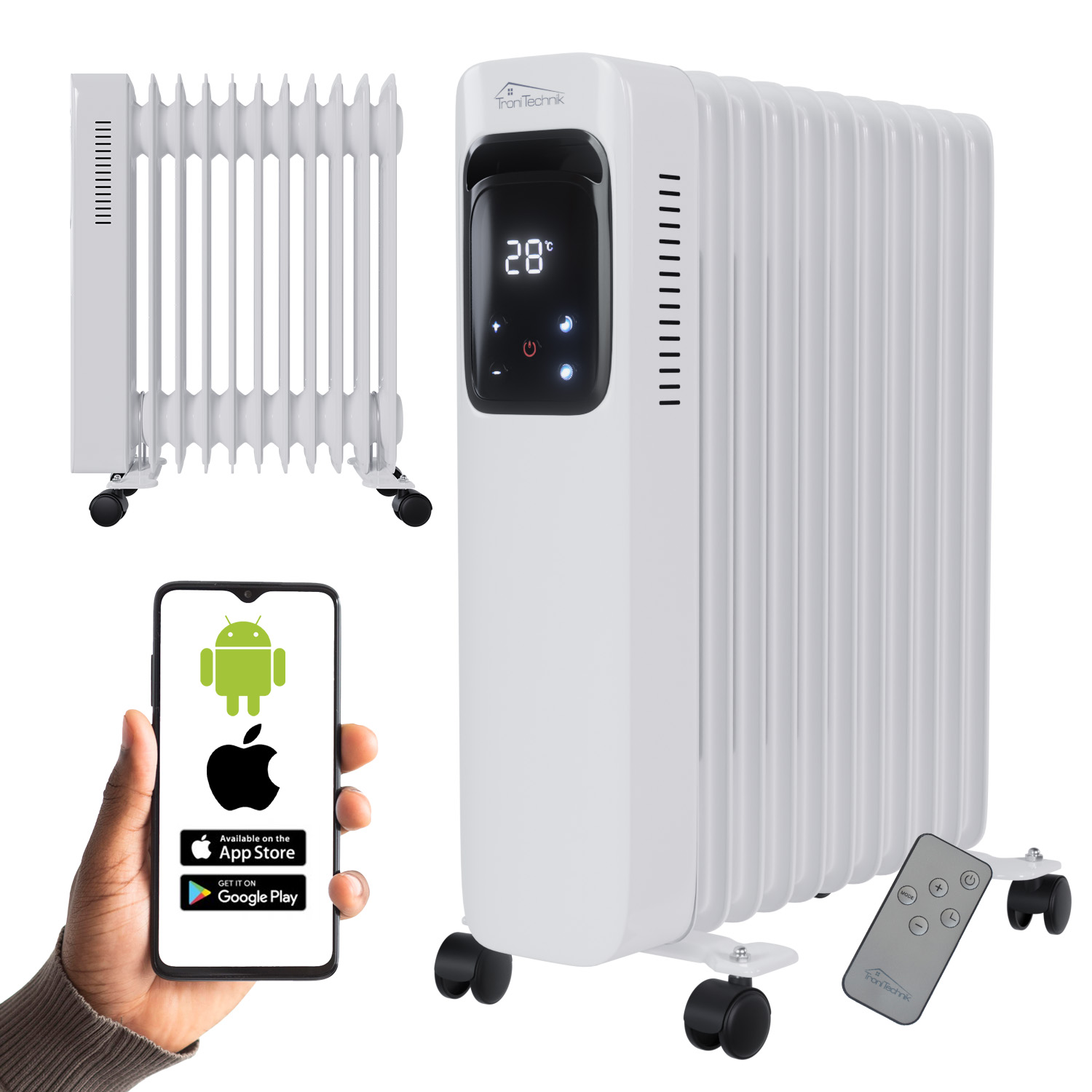 Ölradiator, Elektroheizung TT-OR 311 in weiß mit 11 Rippen und 2500 Watt, drei Heizstufen, mit WiFi 1 Ölradiator, Elektroheizung TT-OR 311 in weiß mit 11 Rippen und 2500 Watt, drei Heizstufen, mit WiFi