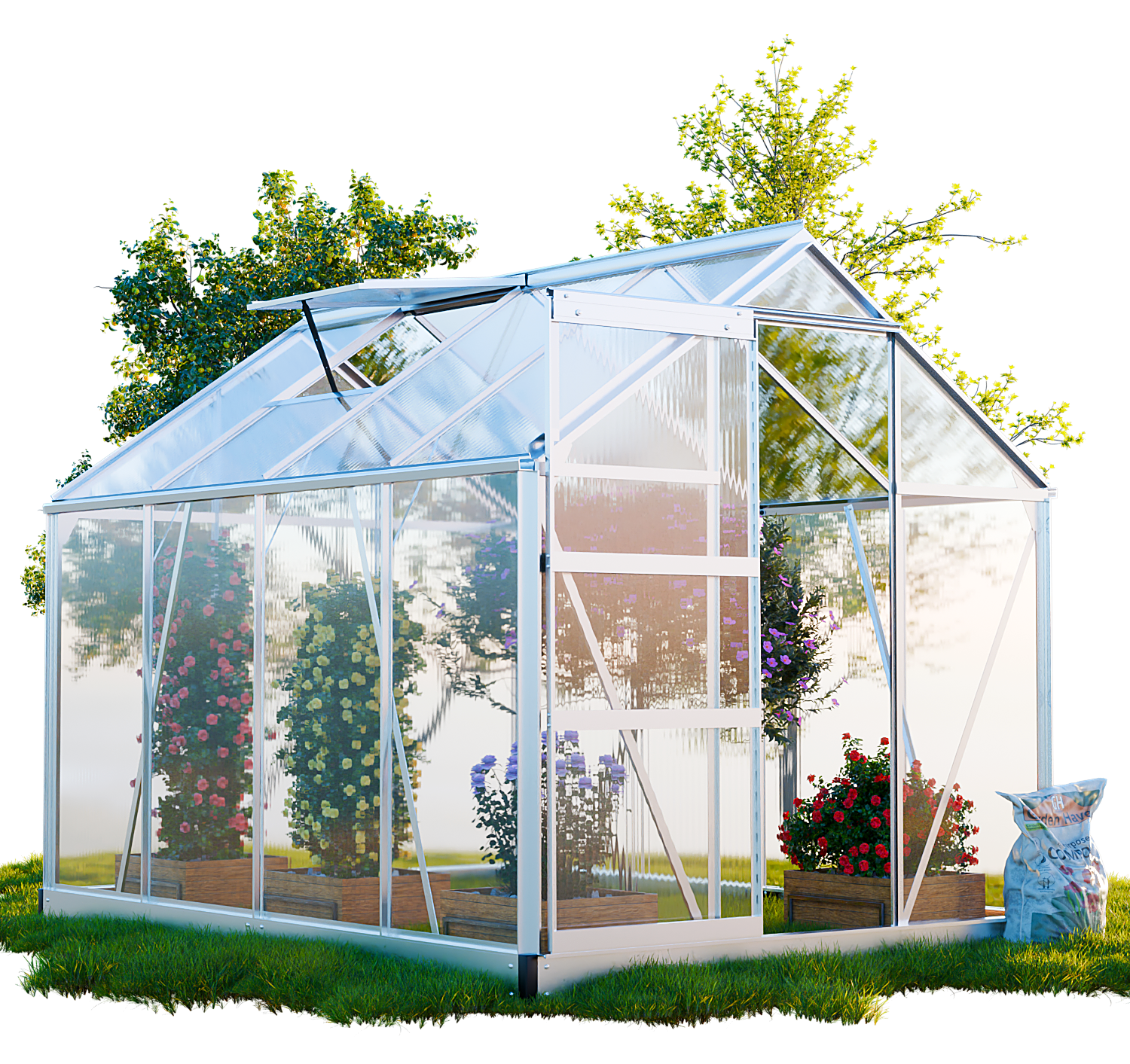 915 GARMIO Gewaechshaus NEAPEL inkl Fundament mit Dachfenster