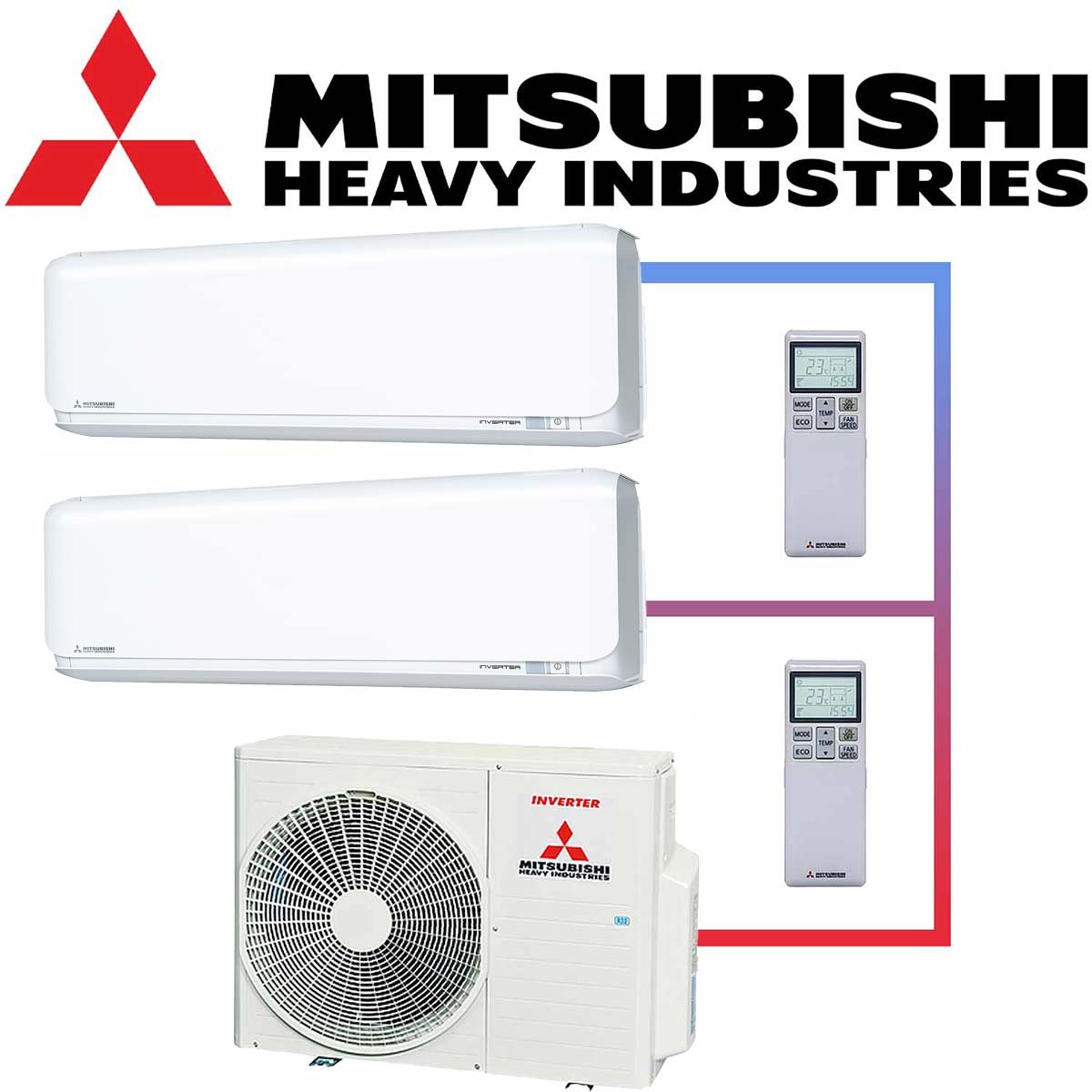 Mitsubishi Heavy Klimaanlage 2x 2,5 kW Wandgerät SRK25ZSX-WF & 5... 1 Mitsubishi Heavy Klimaanlage 2x 2,5 kW Wandgerät SRK25ZSX-WF & 5...