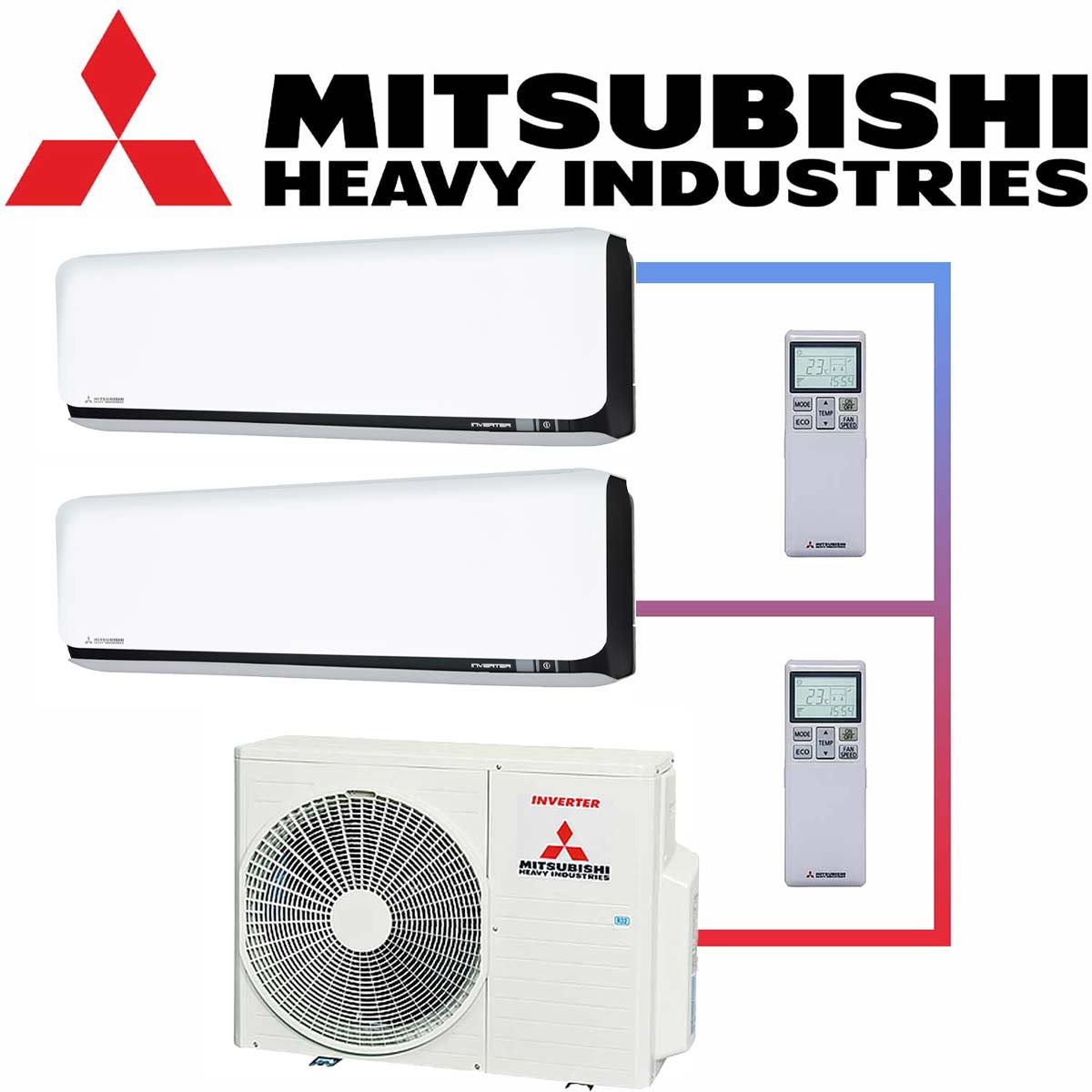 Mitsubishi Heavy Klimaanlage 2x 2,5 kW Wandgerät SRK25ZSX-WFB & 5... 1 Mitsubishi Heavy Klimaanlage 2x 2,5 kW Wandgerät SRK25ZSX-WFB & 5...