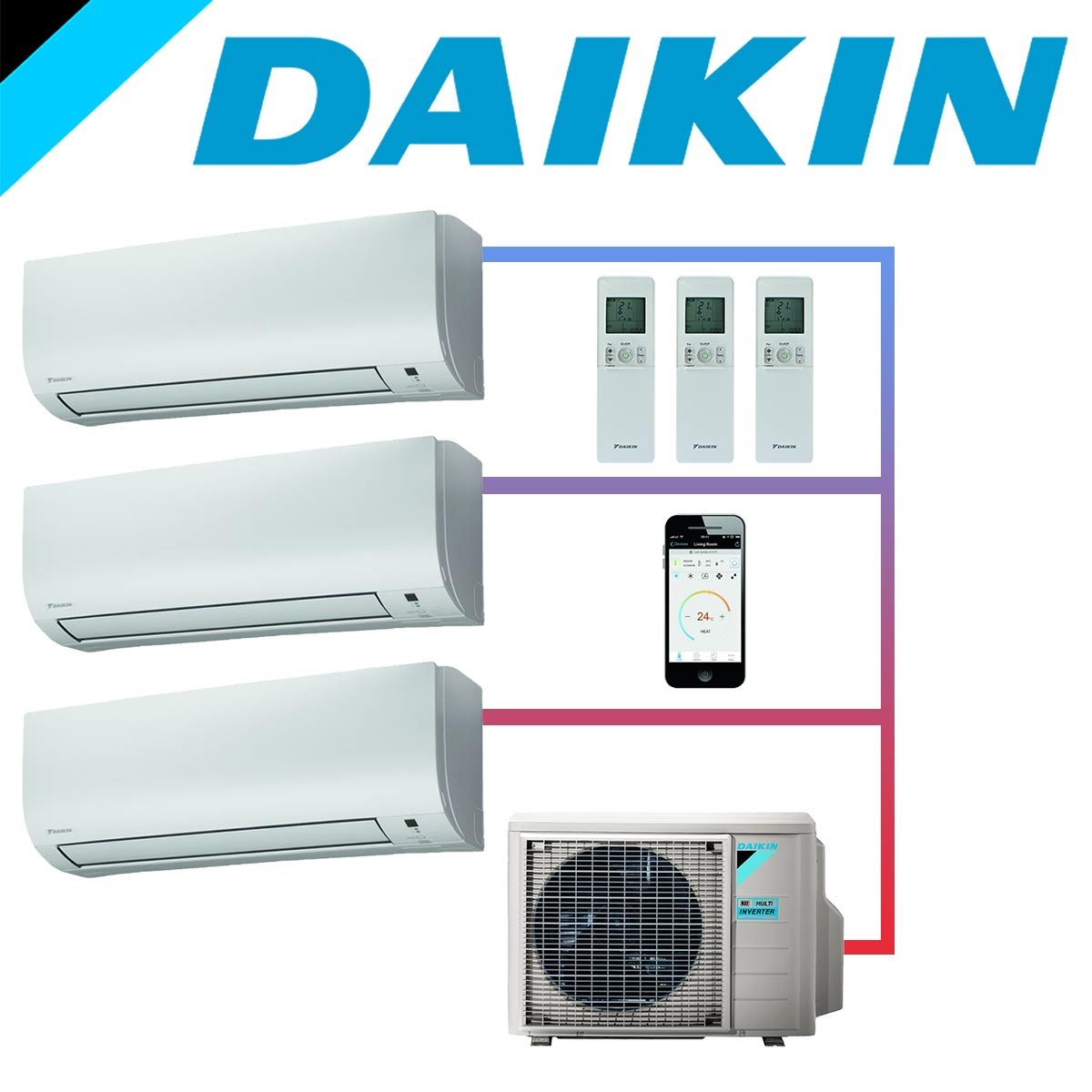 SET DAIKIN Comfora mit 3 Wandgeräten 2,0kW und Außeneinheit 5,2kW"" 1 SET DAIKIN Comfora mit 3 Wandgeräten 2,0kW und Außeneinheit 5,2kW""