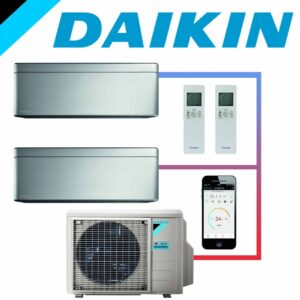 SET DAIKIN STYLISH mit 2 Wandgeräten 2,5 kW Silber und...