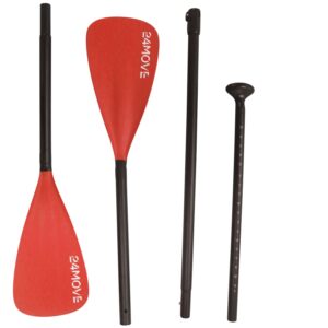 24MOVE® SUP Doppelpaddel für Paddleboards und Kajaks, Stechpaddel für Stand-Up Board rot