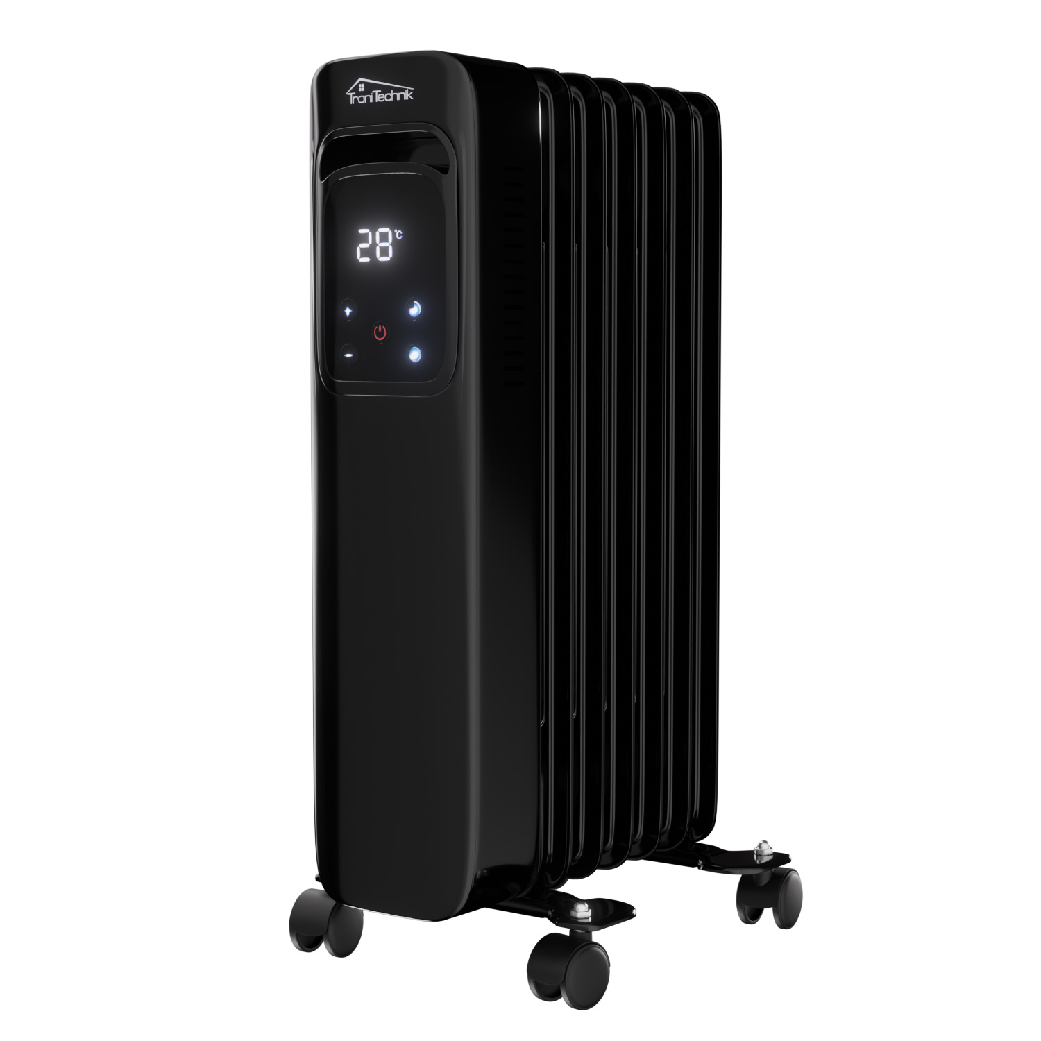 Ölradiator, Elektroheizung TT-OR 307 in schwarz mit 7 Rippen und 1500 Watt, drei Heizstufen, mit WiFi 1 Ölradiator, Elektroheizung TT-OR 307 in schwarz mit 7 Rippen und 1500 Watt, drei Heizstufen, mit WiFi