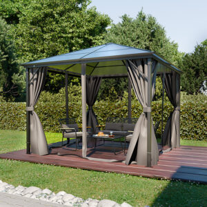 GARMIO® Pavillon Rom 3x3m Garten Überdachung mit Polycarbonat