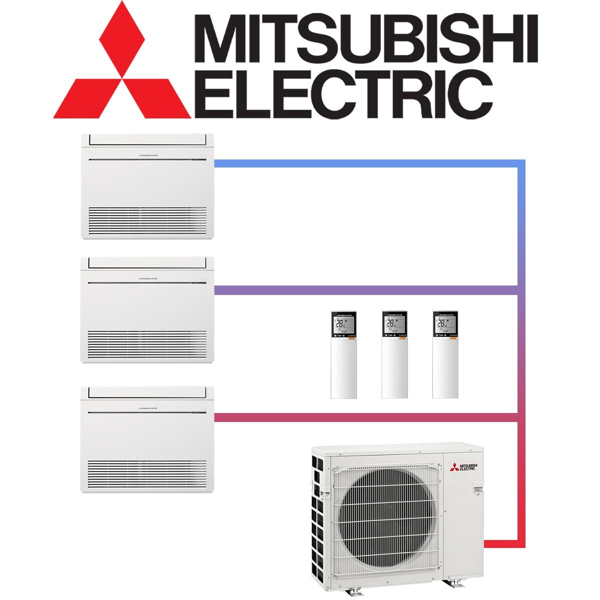 Mitsubishi Electric Set 3x 3,5 kW Truhengerät & 8,0 kW Außengerät... 1 Mitsubishi Electric Set 3x 3,5 kW Truhengerät & 8,0 kW Außengerät...