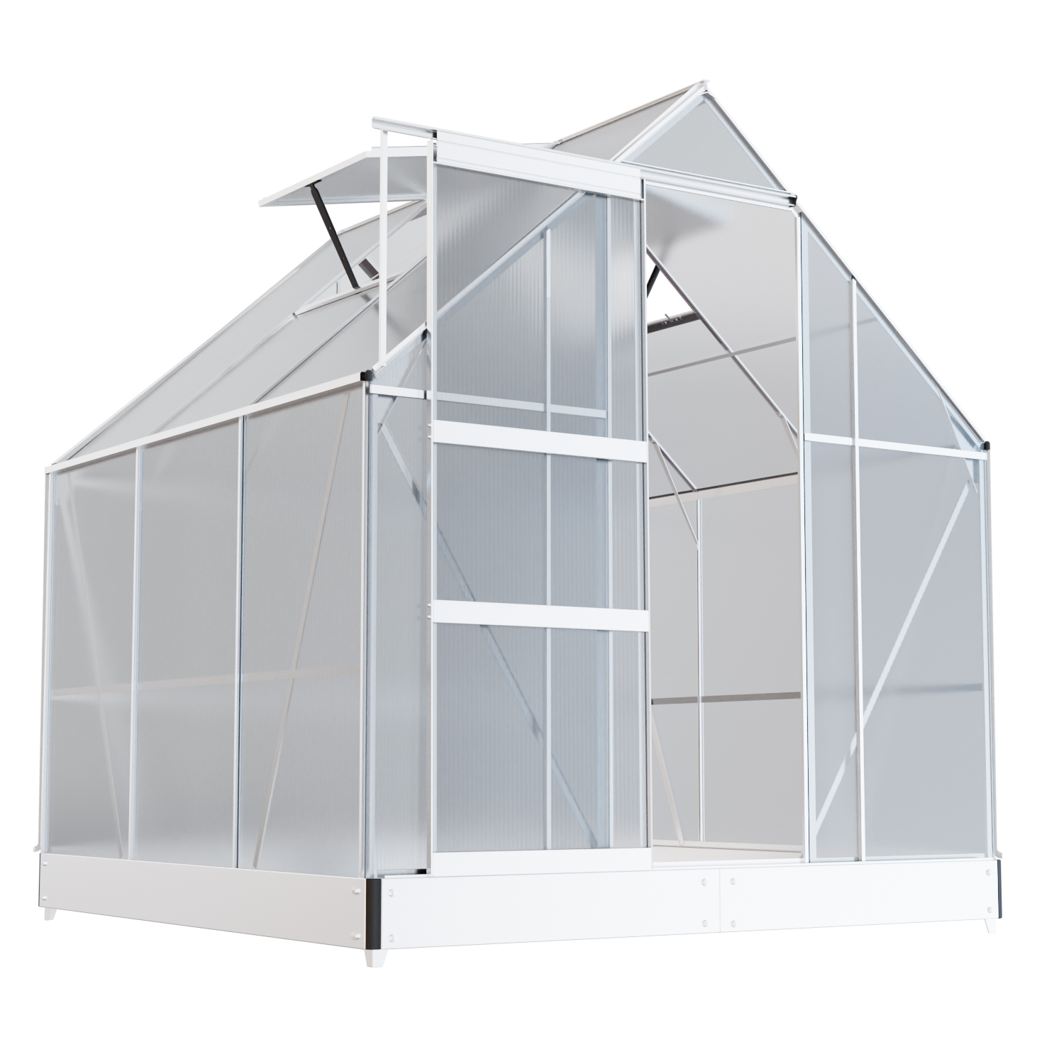 652 Gewaechshaus CUNEO inkl Fundament mit Dachfenster 190x190cm 4mm