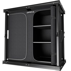 24MOVE® Campingküche AVERSA faltbar, Aluminium Reiseküche mit Arbeitsplatte & geräumigen Staufächern