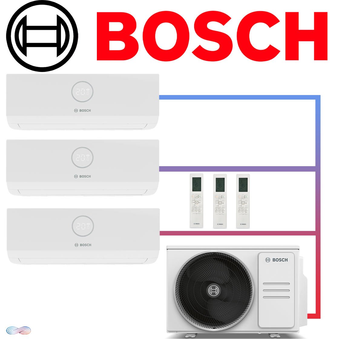 BOSCH Climate 3000iU Set 3× 5 kW Wandgerät + 12,5 kW Außengerät"" 1 BOSCH Climate 3000iU Set 3× 5 kW Wandgerät + 12,5 kW Außengerät""