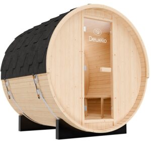 Dewello Outdoor Fasssauna Gartensauna BAY 180x200