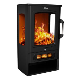 TroniTechnik Elektrokamin mit Heizung Heizlüfter 1000/2000 W elektrisch LED-Flammeneffekt Kamin