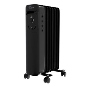 Ölradiator, Elektroheizung TT-OR 207 in schwarz mit 7 Rippen und 1500 Watt, drei Heizstufen (600W, 900W, 1500W)