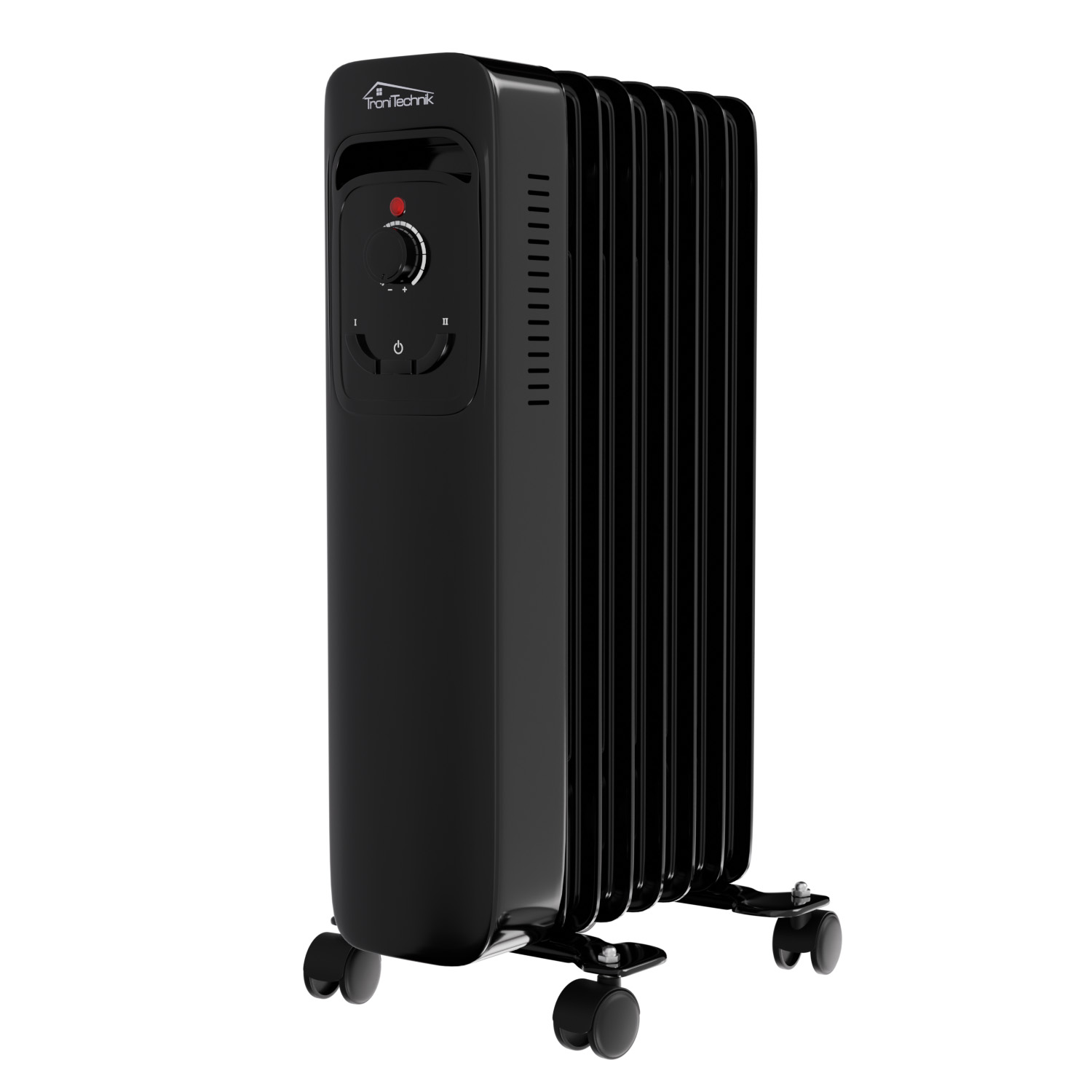 894 oelradiator Elektroheizung TT OR 207 in schwarz mit 7 Rippen und 1500 Watt drei Heizstufen 600W 900W 1500W