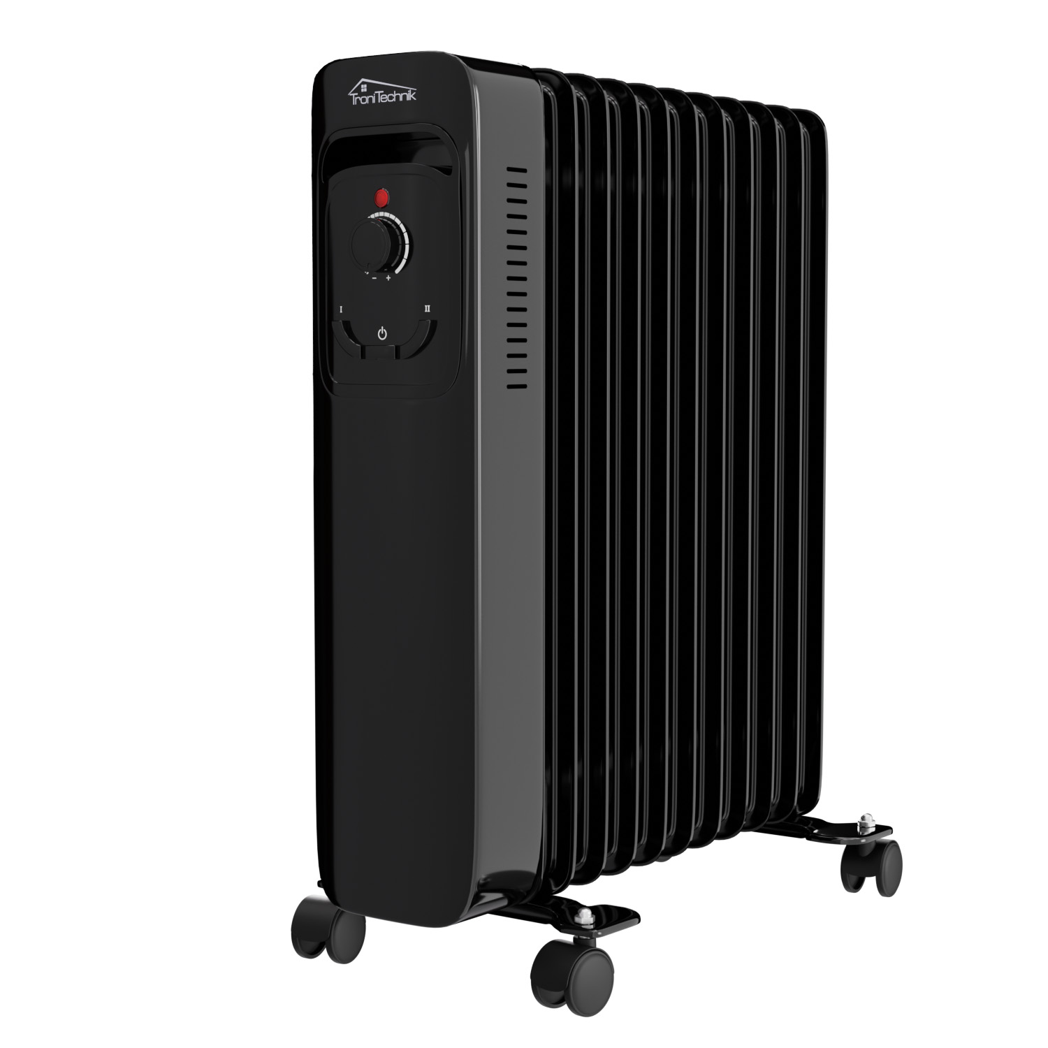 896 oelradiator Elektroheizung TT OR 211 in schwarz mit 11 Rippen und 2500 Watt drei Heizstufen 1000W 1500W 2500W