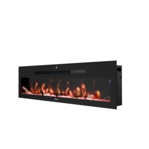 Wandkamin CALDERA 127 cm inkl. Kristalle 900/1800W schwarz