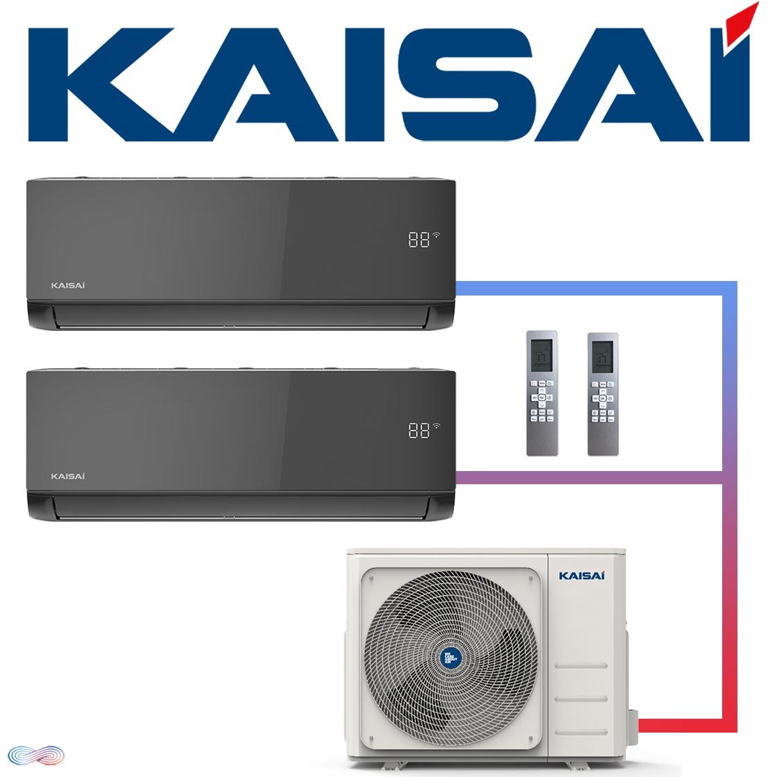 Kaisai ICE Set 3,5 kW & 5,3 kW Wandgerät + 7,9 kW Außengerät | Black"" 1 Kaisai ICE Set 3,5 kW & 5,3 kW Wandgerät + 7,9 kW Außengerät | Black""