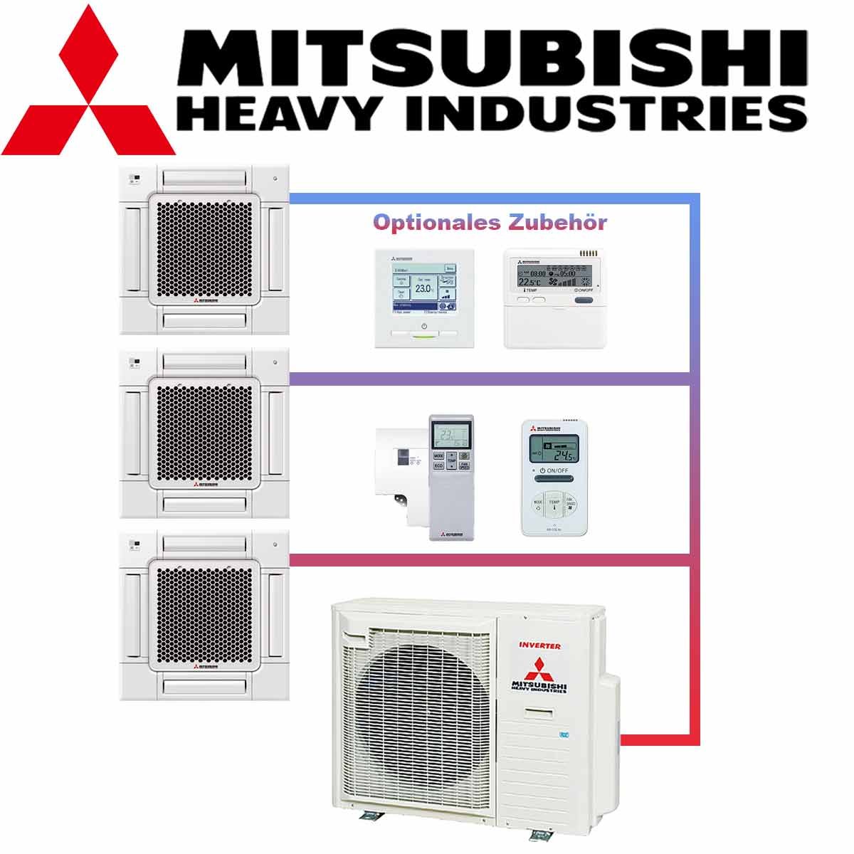 SET MITSUBISHI 3 Deckenkassetten 2,5kW FDTC & Außeneinheit 7,1kW... 1 SET MITSUBISHI 3 Deckenkassetten 2,5kW FDTC & Außeneinheit 7,1kW...