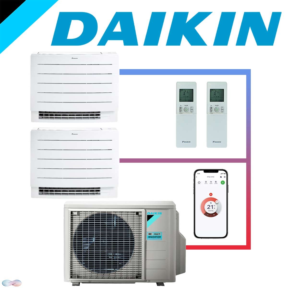 SET DAIKIN Perfera Truhengerät 2x 2,5 kW FVXM und Außeneinheit 5 kW"" 1 SET DAIKIN Perfera Truhengerät 2x 2,5 kW FVXM und Außeneinheit 5 kW""