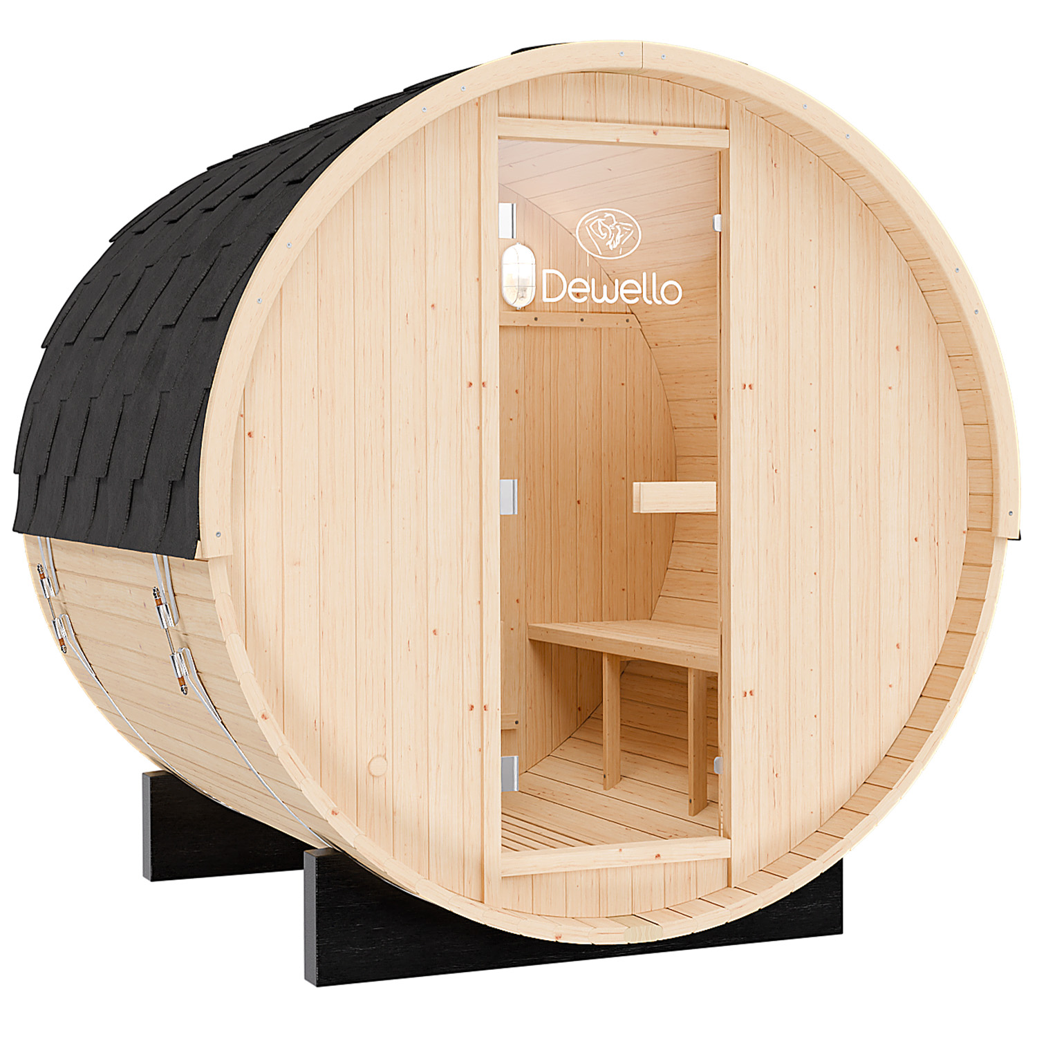 Dewello Outdoor Fasssauna Gartensauna BAY 180x200 1 Dewello Outdoor Fasssauna Gartensauna BAY 180x200