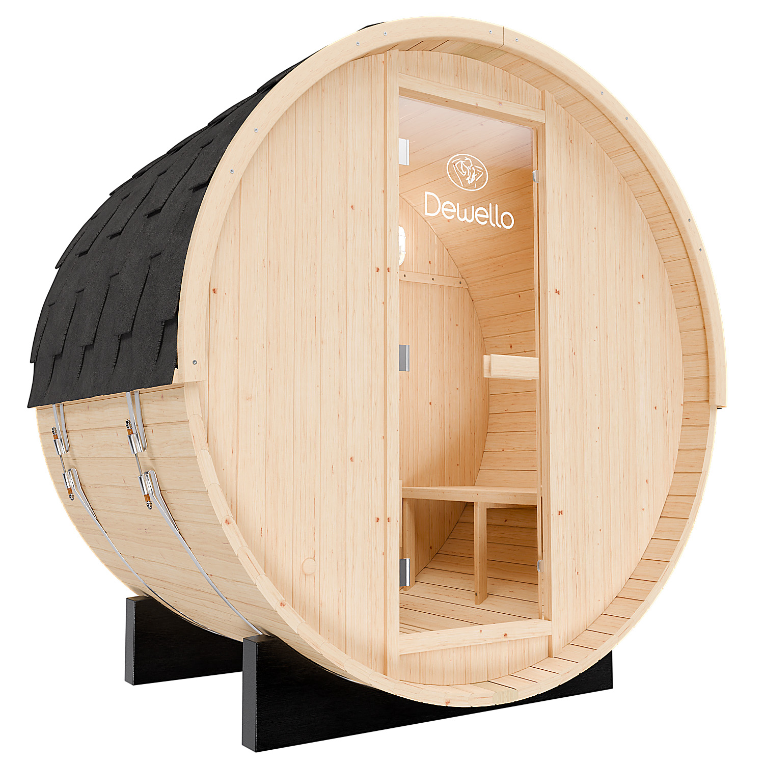 Dewello Outdoor Fasssauna Gartensauna BAY 135x200 1 Dewello Outdoor Fasssauna Gartensauna BAY 135x200