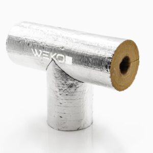 Mineralwolle Rohrisolierung T-Stück mit Klebeverschluss | 22mm x 30mm Dämmstärke | WEKOFLEX® für Heizung & Sanitär | 100% GEG