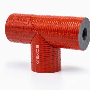 Rohrisolierung T-Stück robuste rote Außenhaut | 42mm x 25mm Dämmstärke | WEKOFLEX® für Heizung & Sanitär | 50% GEG