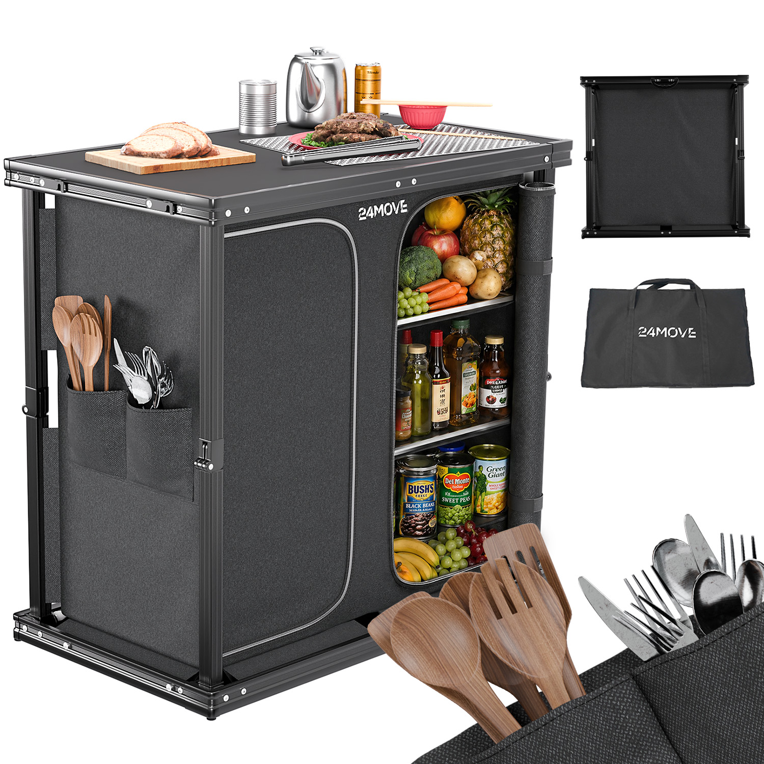 24MOVE® Campingküche AVERSA faltbar, Aluminium Reiseküche mit Arbeitsplatte & geräumigen Staufächern 1 24MOVE® Campingküche AVERSA faltbar, Aluminium Reiseküche mit Arbeitsplatte & geräumigen Staufächern