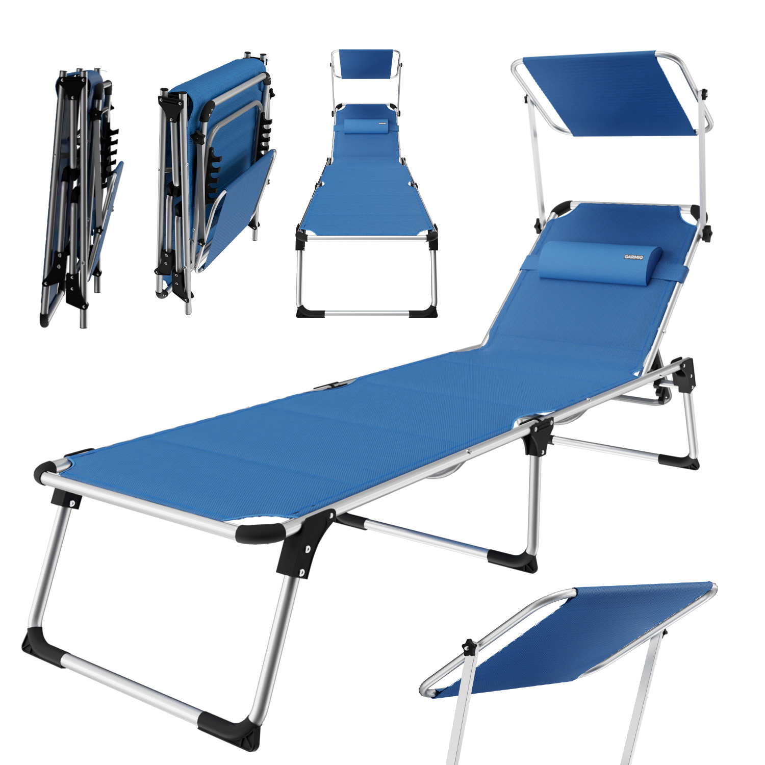 GARMIO® Liegestuhl PALMAS blau 1 GARMIO® Liegestuhl PALMAS blau