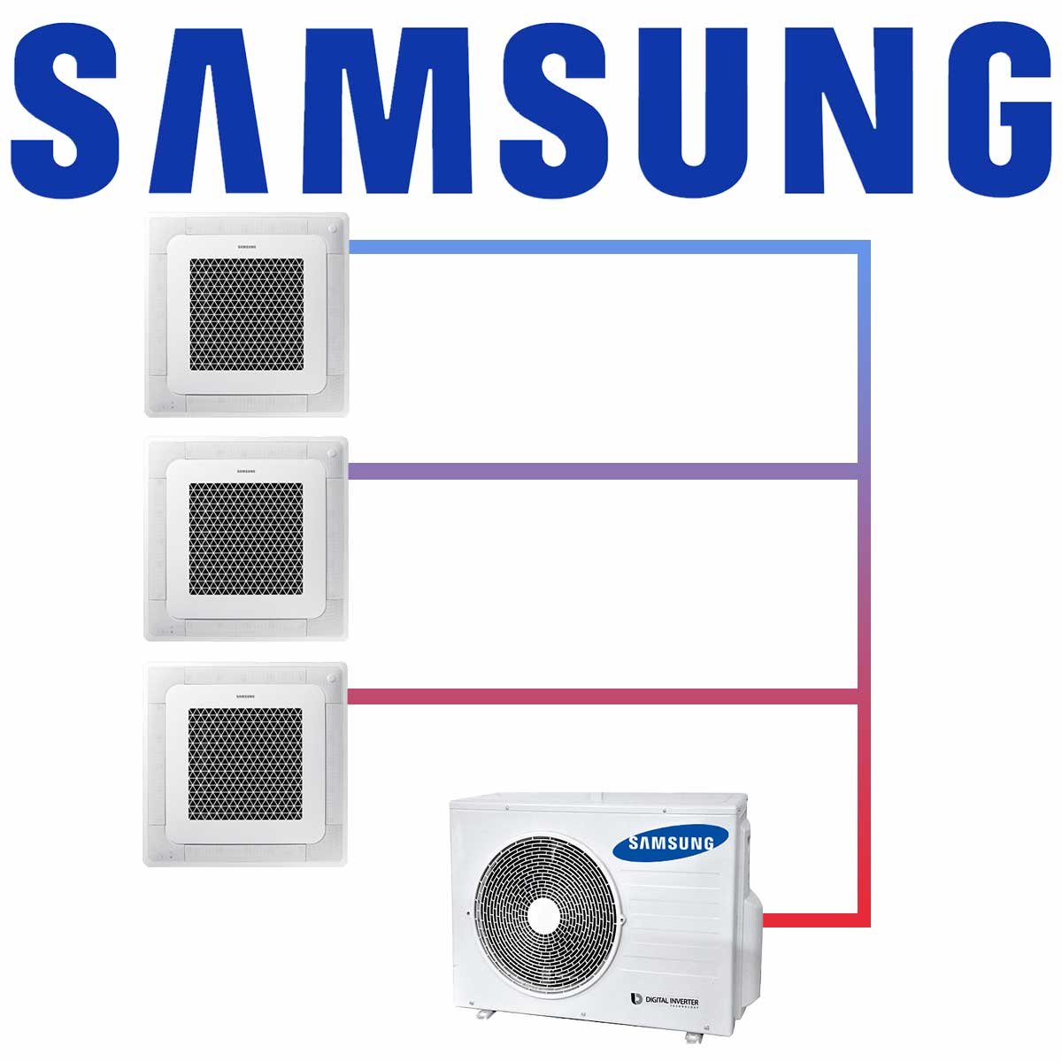 Samsung Multisplit Set 3x AJ 016 Mini Deckenkassette 1.6 kW mit... 1 Samsung Multisplit Set 3x AJ 016 Mini Deckenkassette 1.6 kW mit...
