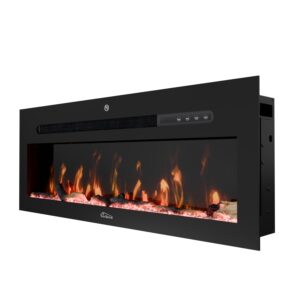 Wandkamin CALDERA 92 cm inkl. Kristalle 900/1800W schwarz