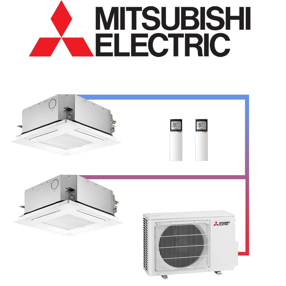 Mitsubishi Electric Klimaanlage 2x 2,5 kW Deckenkassette & 5,3 kW... 1 Mitsubishi Electric Klimaanlage 2x 2,5 kW Deckenkassette & 5,3 kW...