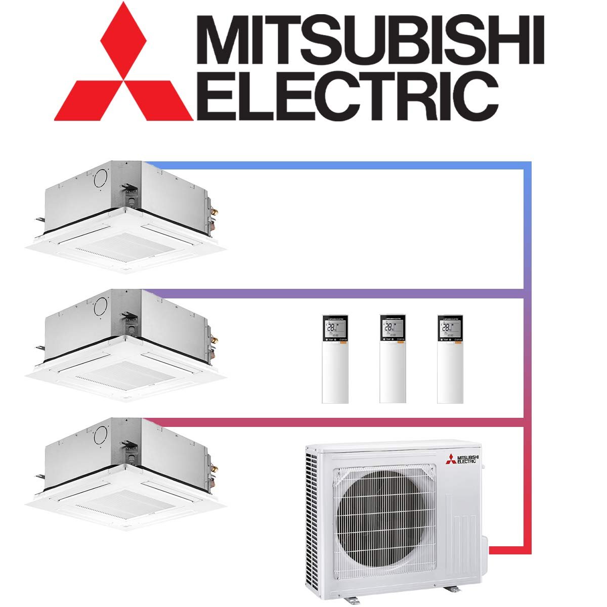 Mitsubishi Electric Klimaanlage 3x 3,5 kW Deckenkassette & 10,2 kW... 1 Mitsubishi Electric Klimaanlage 3x 3,5 kW Deckenkassette & 10,2 kW...